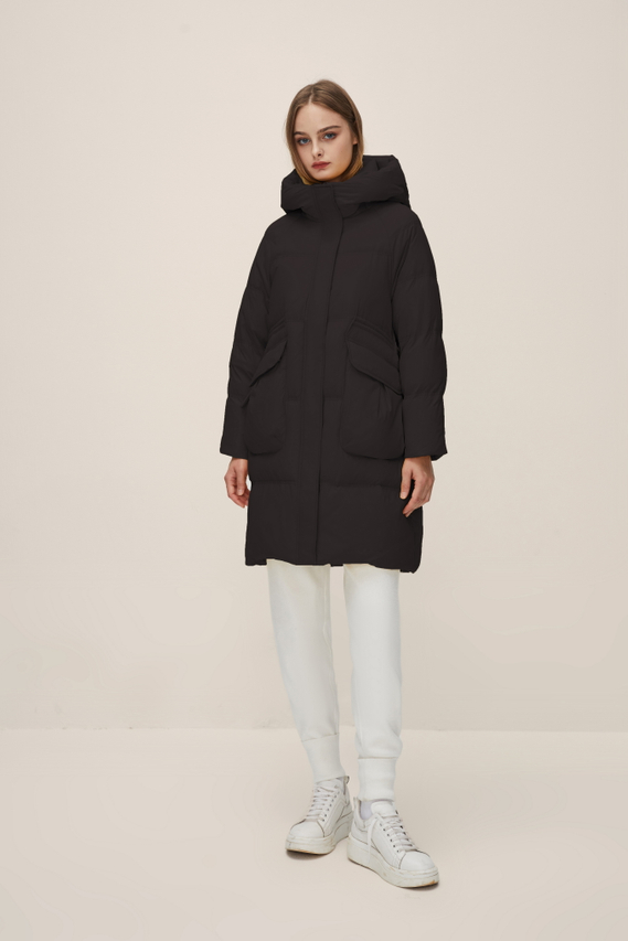 Black Long And Thick Fashionable Down Jacket 