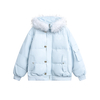 Short Down Jacket with Faux Fur Collar
