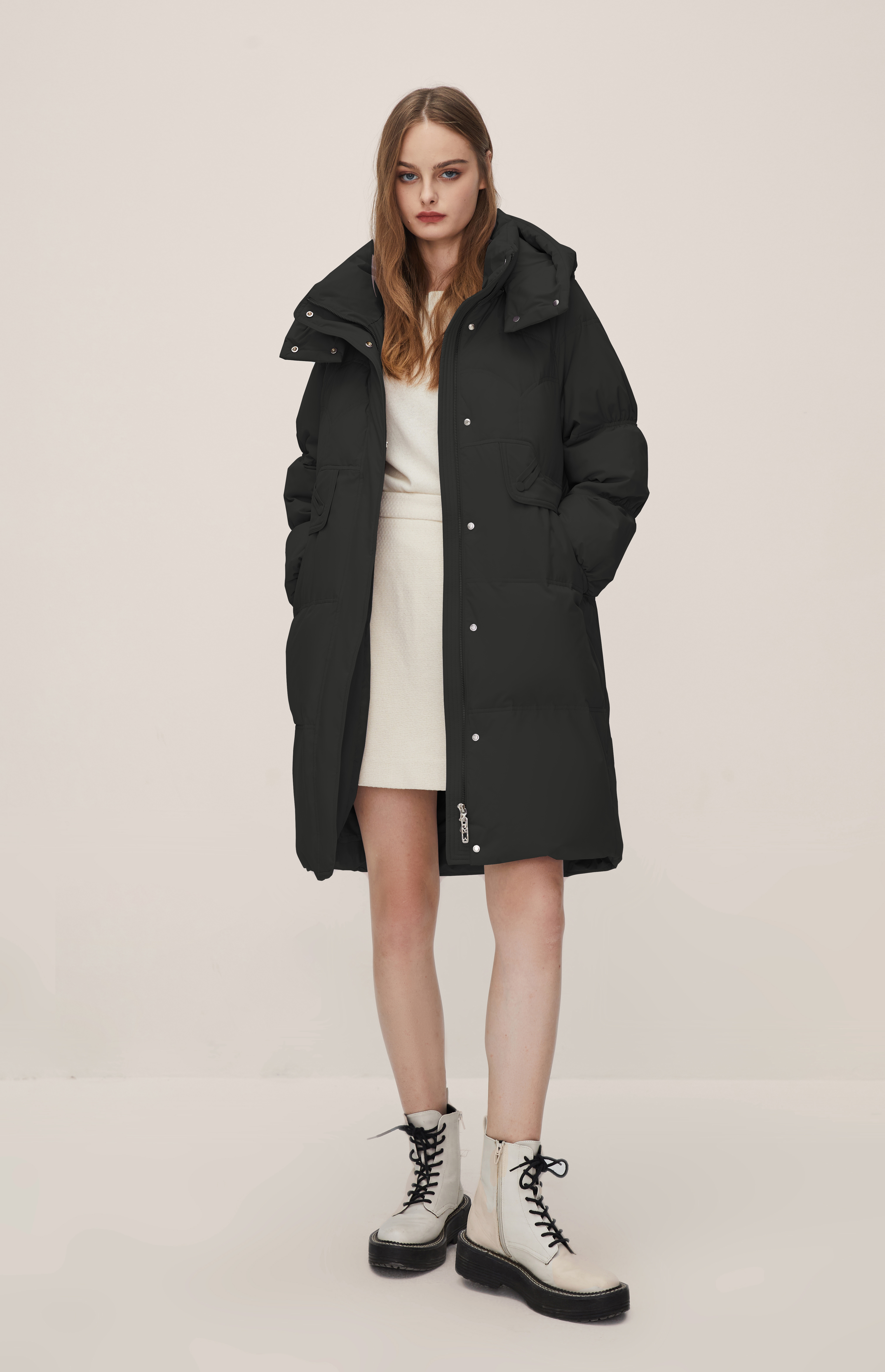 Fashionable Hooded Korean Silhouette Thickened Warm Down Jacket