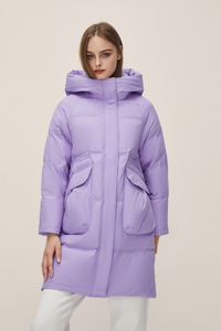 Purple Long And Thick Fashionable Down Jacket 
