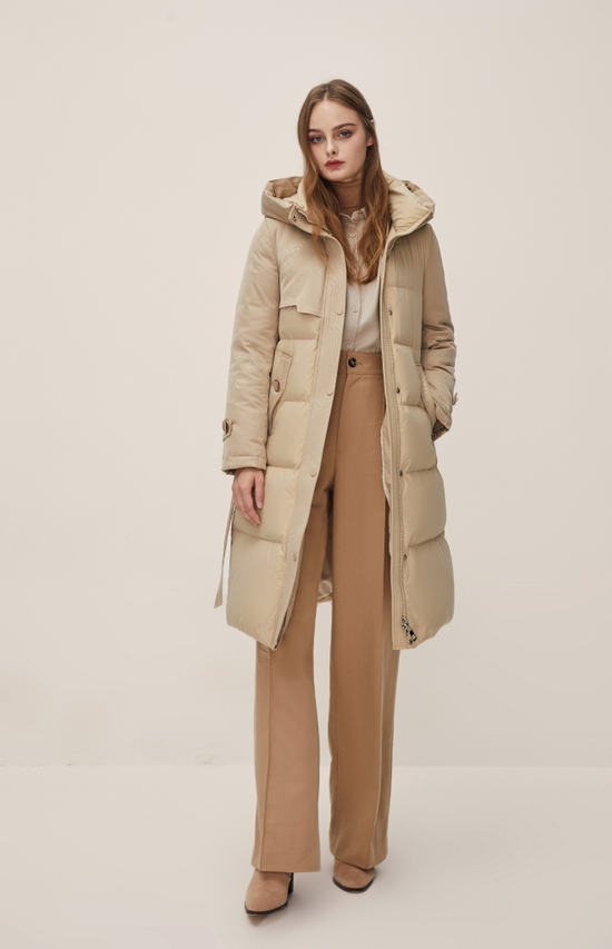 Brown Long And Thick Fashionable Down Jacket 