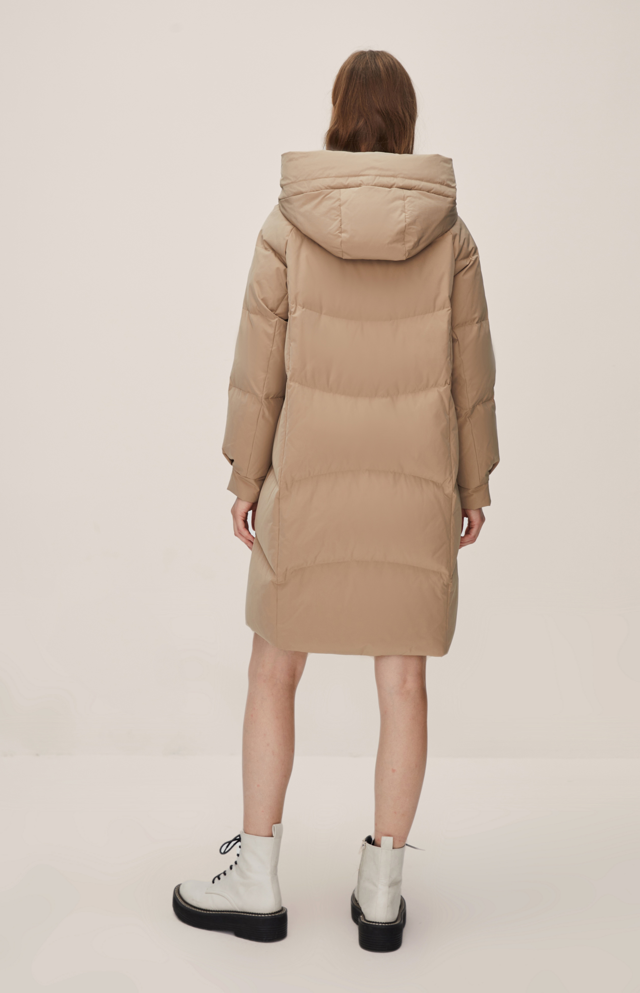 Brown Long And Thick Fashionable Down Jacket 