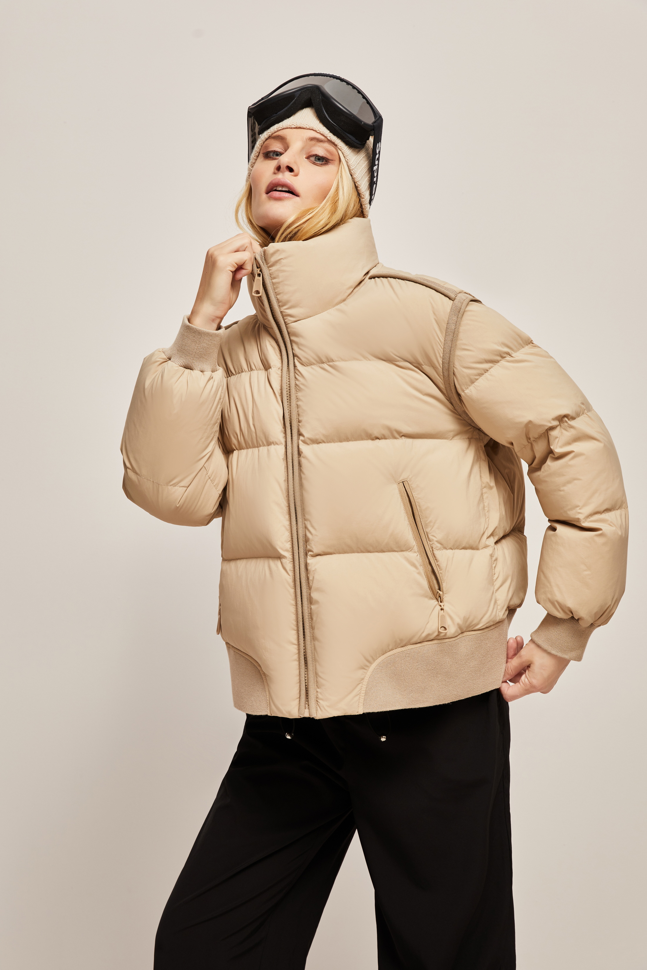 New Thickened Waistband Women's Down Jacket Brown