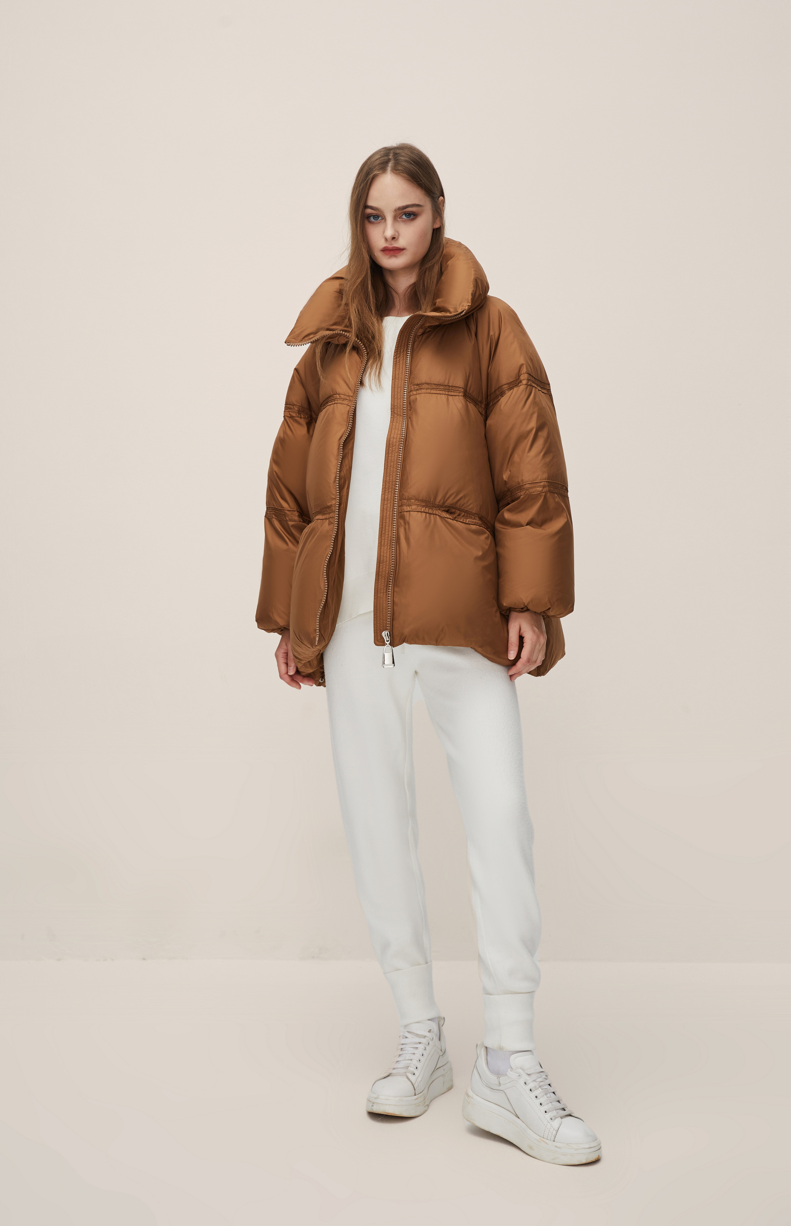 Brown Puff Down Jacket with Thickened Bread Jacket