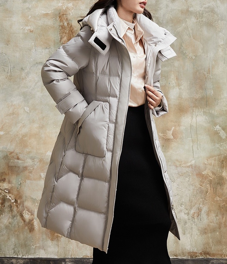 Winter Long Fitted Hooded Down Jacket