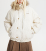 Short Down Jacket with Faux Fur Collar