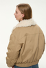 Short Down Puffy Jacket with Faux Fur Collar