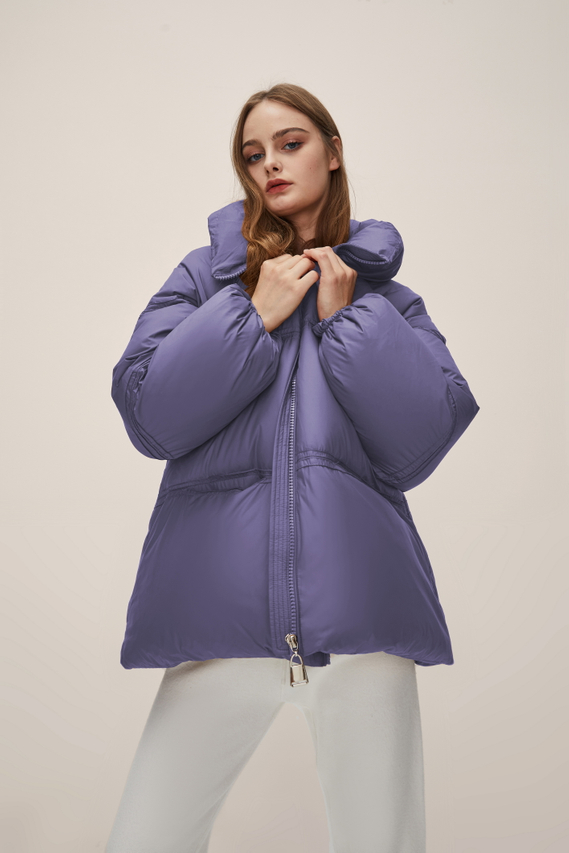 Purple Puff Down Jacket with Thickened Bread Jacket