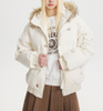 Short Down Jacket with Faux Fur Collar