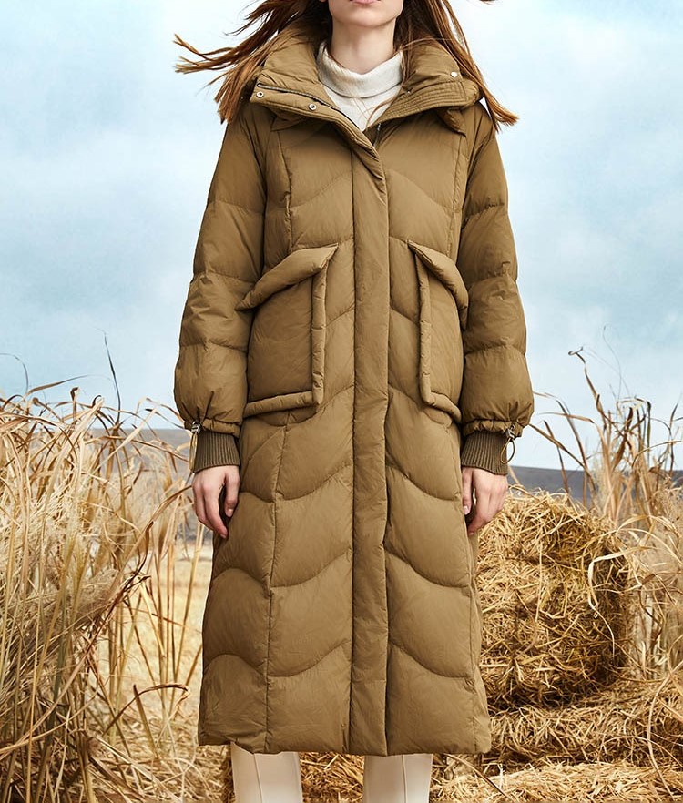 Long-sleeved Warm Down Jacket with A Large Pocket