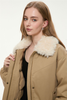 Short Down Puffy Jacket with Faux Fur Collar