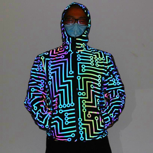 Circuit Geometric Pattern Colorful Reflective Jacket