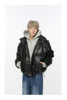 Loose Fitting Two-piece Hooded PU Leather Thickened Cotton Jacket