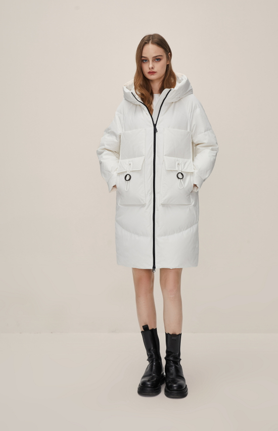 White Long And Thick Fashionable Down Jacket 