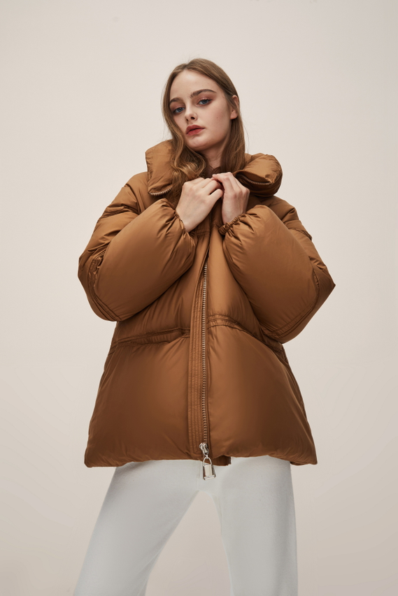 Brown Puff Down Jacket with Thickened Bread Jacket