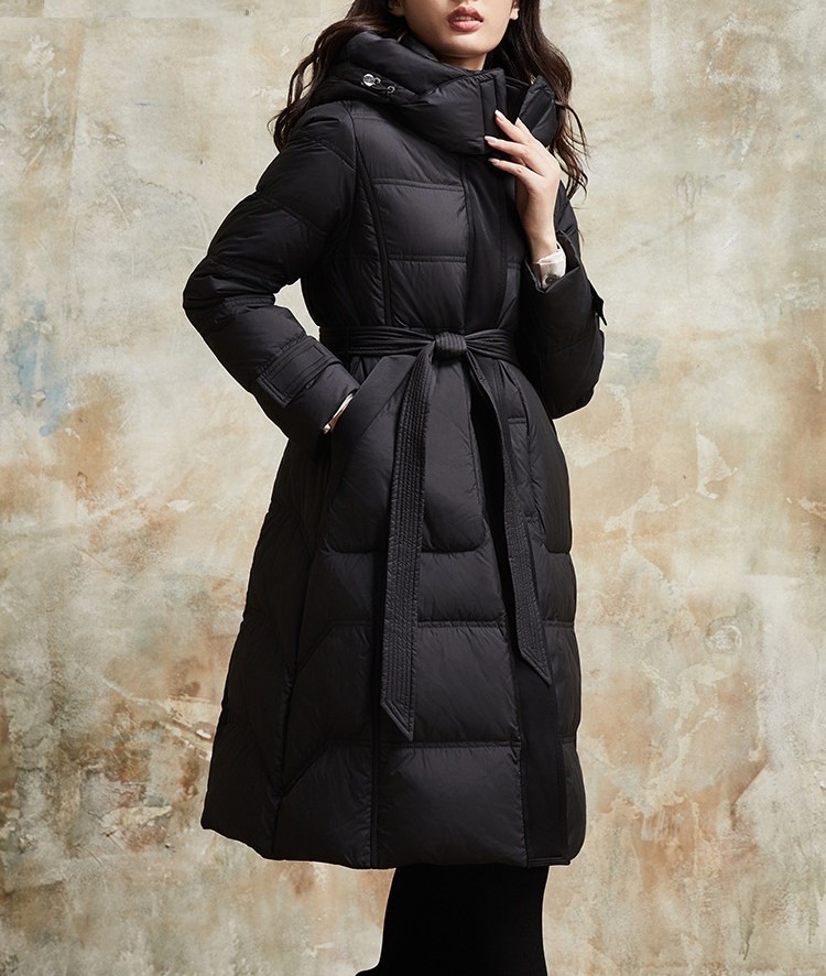 Winter Long Fitted Hooded Down Jacket