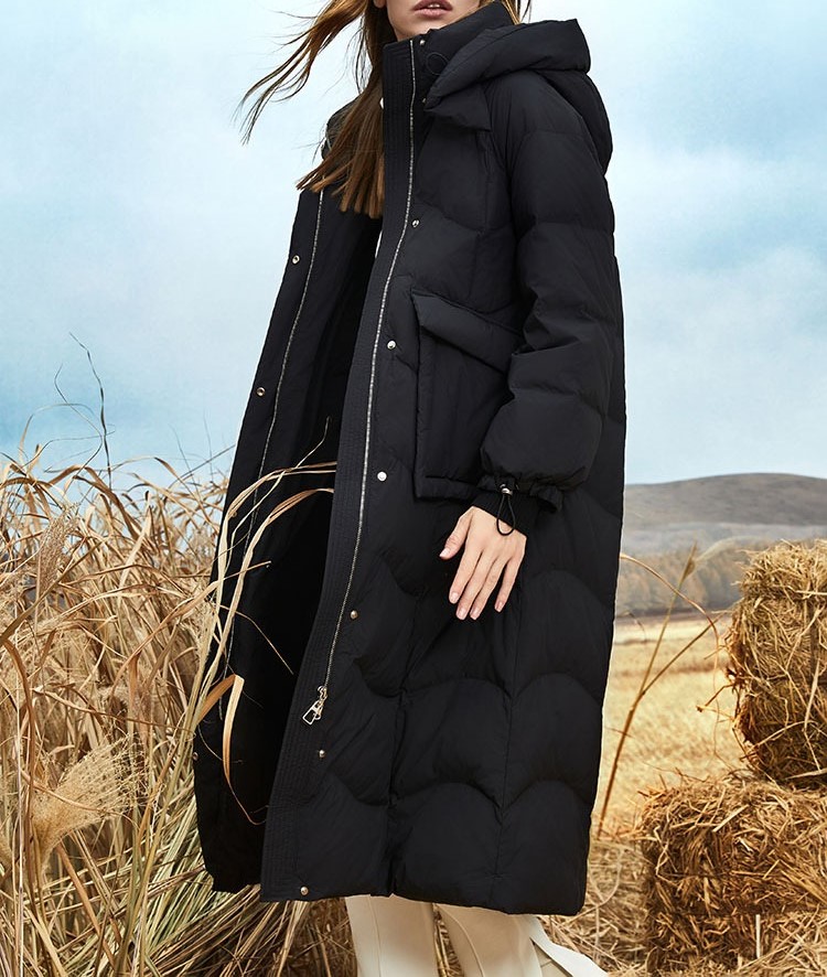 Long-sleeved Warm Down Jacket with A Large Pocket