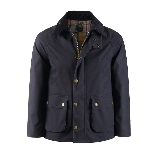 Barbour-style color-blocked waxed jacket