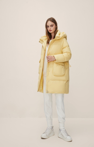 Yellow Long And Thick Fashionable Down Jacket 