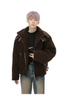 Standing Collar Lamb Cashmere Jacket, Men's Thickened Loose Cotton Jacket