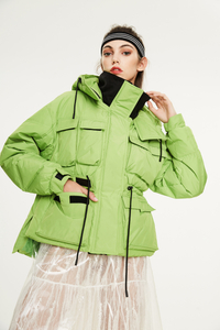 Women's Hooded Workwear Medium-length Down Jacket