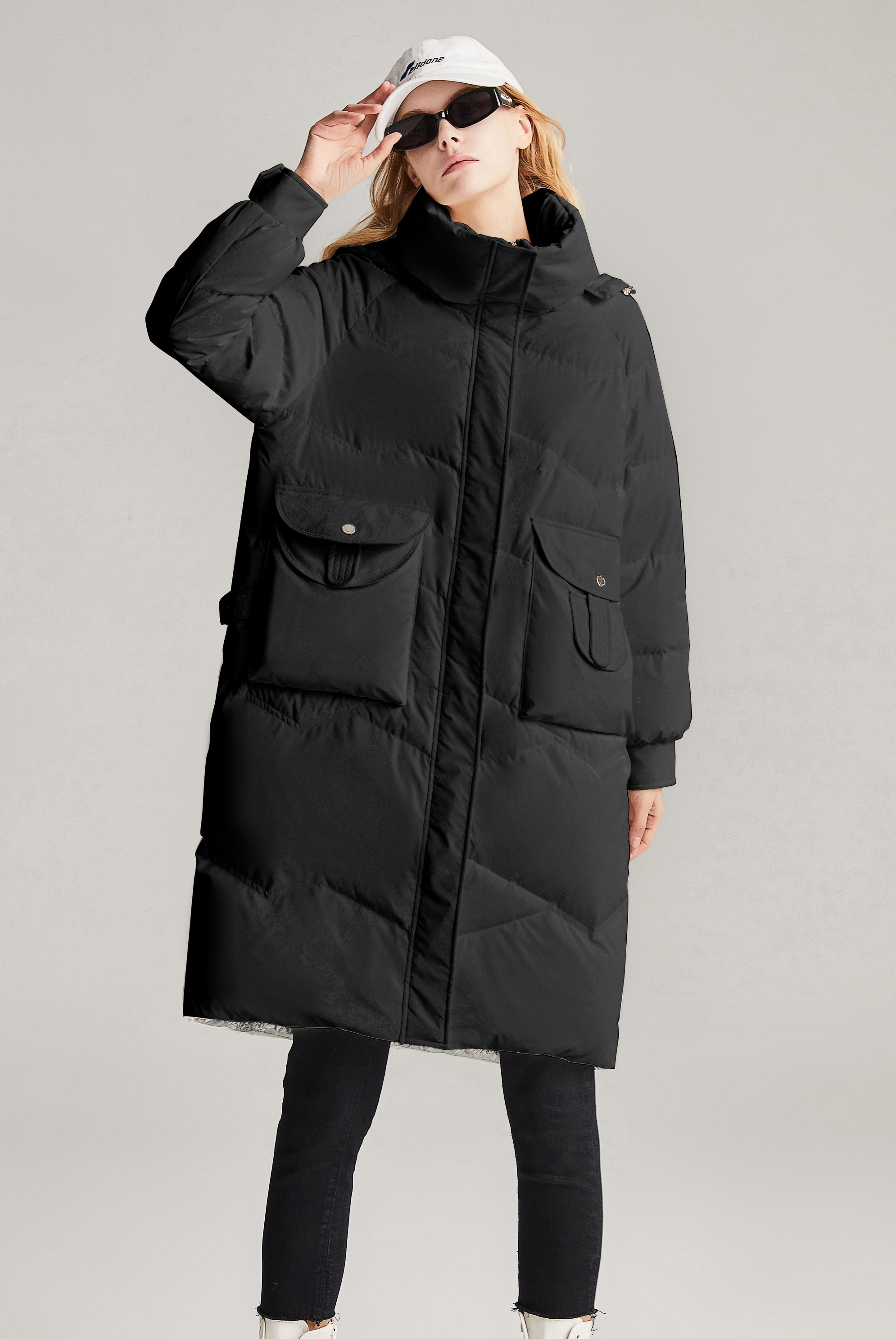 Women's Hooded Detachable Medium-length Thickened Down Jacket