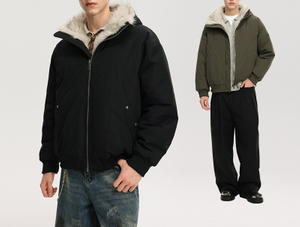 Men's Short Coat with Long Fur Trim