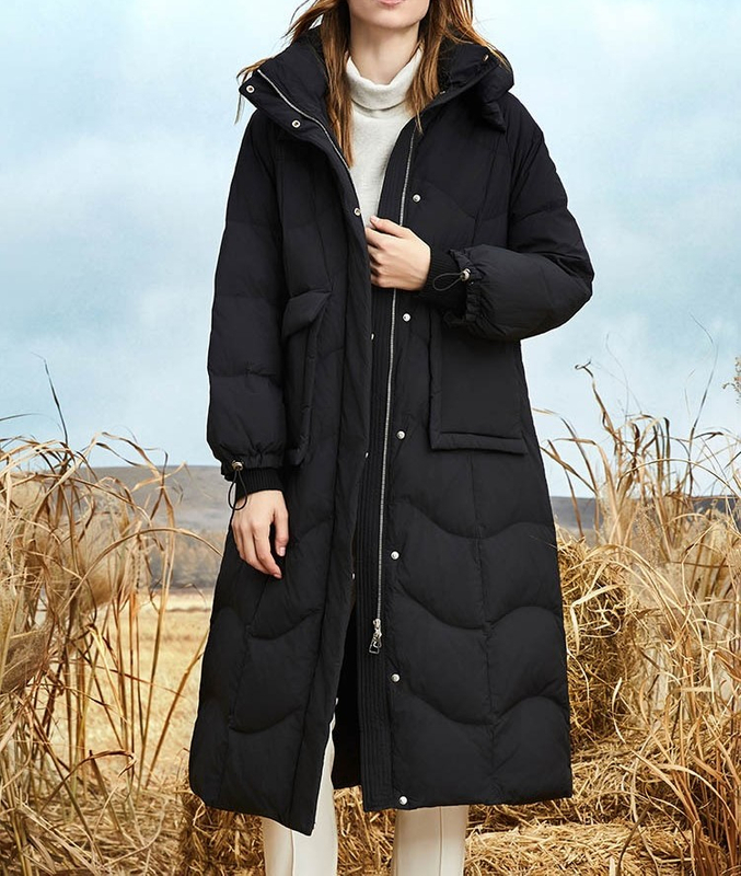 Long-sleeved Warm Down Jacket with A Large Pocket