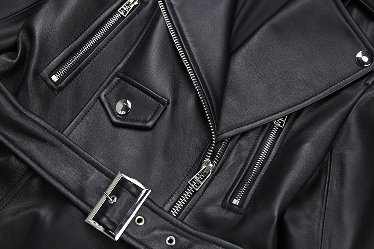 Long Zipper Motorcycle Windbreaker Leather Jacket