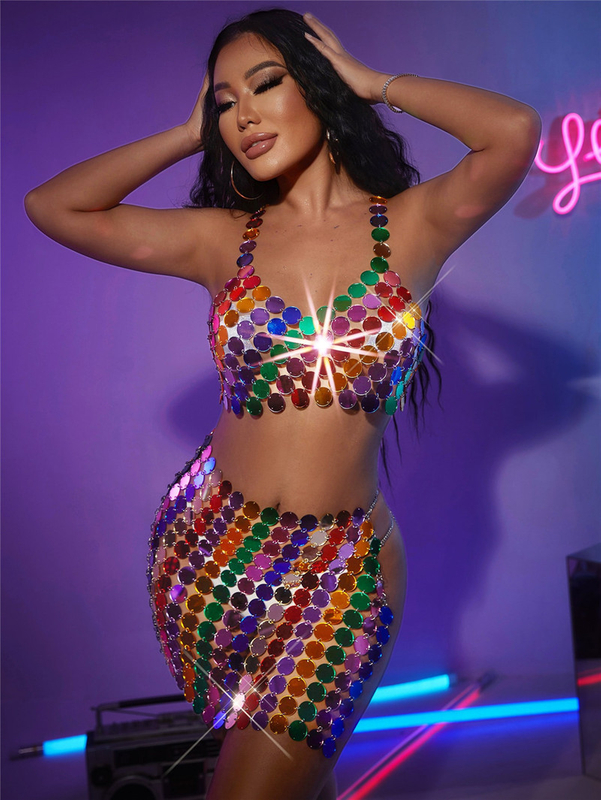 Sexy Pierced Sequin Chainmail Dress