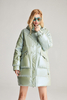 Ladies Long thickened and fleece white duck down jacket