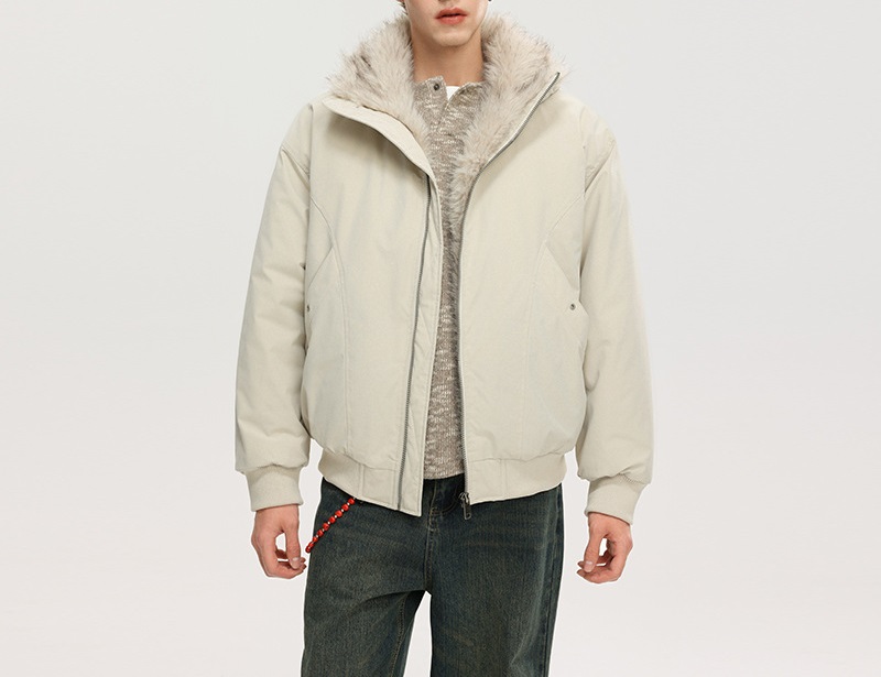 Men's Short Coat with Long Fur Trim