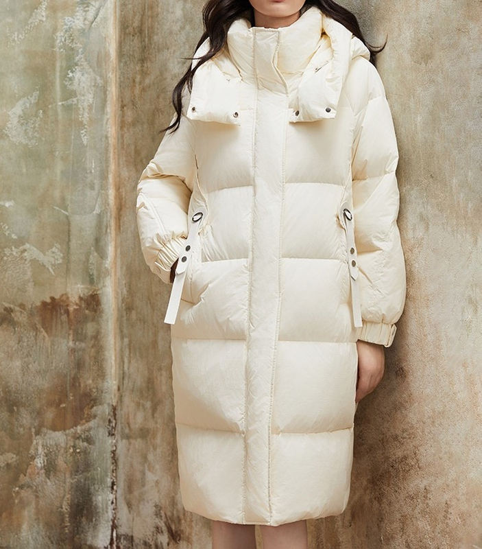 Long Down Jacket with Extra Padding And Fleece Lining.
